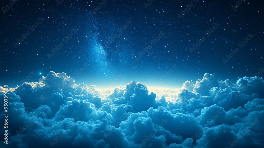 A mesmerizing view of the night sky with stars pouring in against a backdrop of blue clouds, creating a tranquil and majestic atmosphere. A mesmerizing view of the night sky with stars pouring in against a backdrop of blue clouds, creating a tranquil and majestic atmosphere.