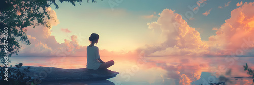 Wallpaper Mural Peaceful Meditation Anime Manga Woman in a Zen-Like Artstyle Torontodigital.ca