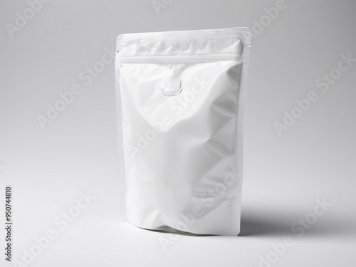 White sealed airtight bag on a white background