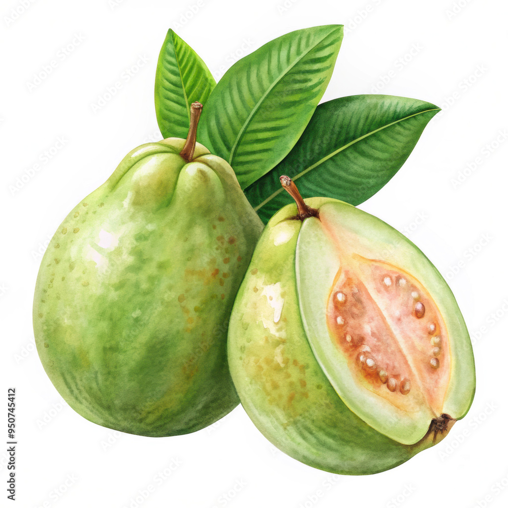 Two Guavas on a White Background
Two Guavas on a White Background