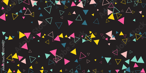 Abstract symbol pattern listed as a design with disassembled shapes.  Multicolored doodles in the form of geometric elements are randomly scattered. 