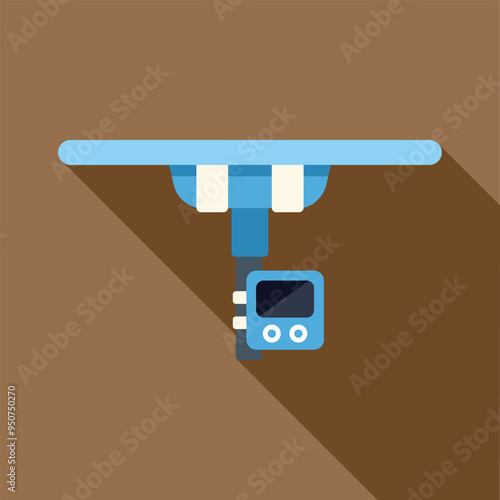 Echo sounder with fish finder showing depth of seabed and fish location in flat style