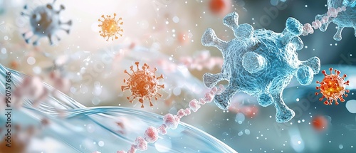 A graphic representation of a microorganism spreading through a host, showcasing the role of immunity and the challenges of treating prion contamination photo