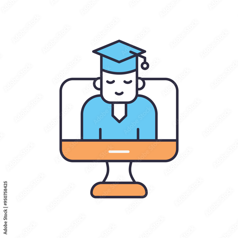 Online Graduation vector icon Online Graduation vector icon