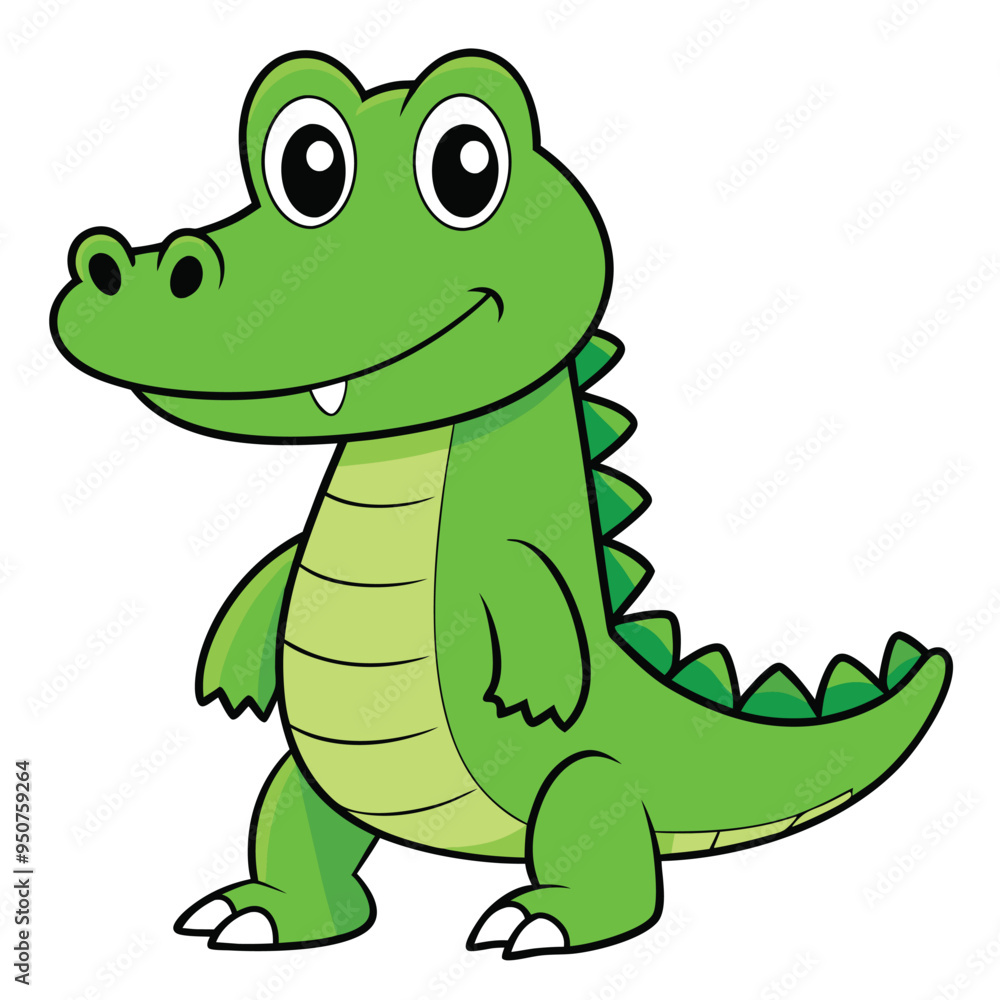 Alligator Cartoon Vector Illustration - Clipart, and Line Art Design Alligator Cartoon Vector Illustration - Clipart, and Line Art Design