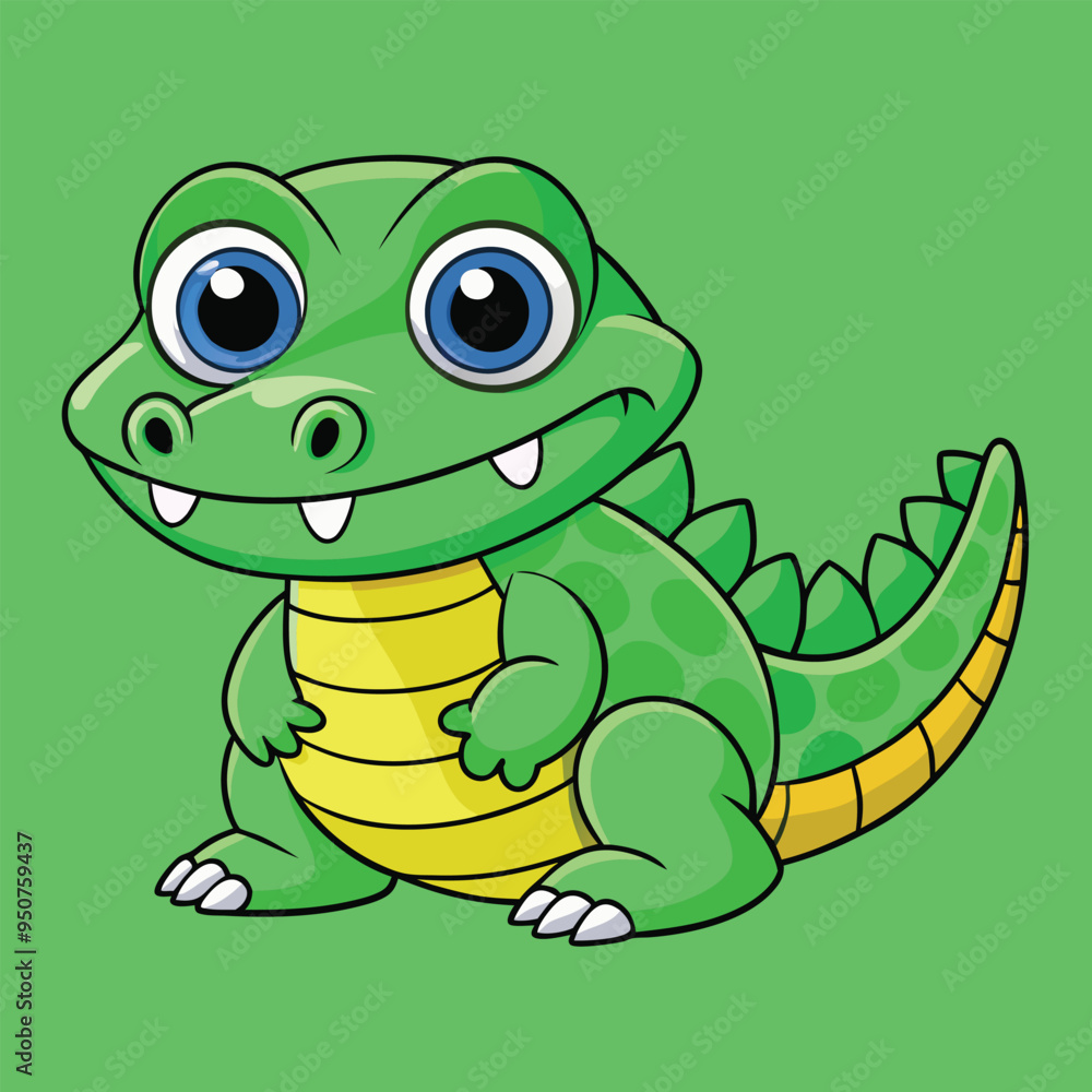 Fototapeta premium Alligator Cartoon Vector Illustration - Clipart, and Line Art Design