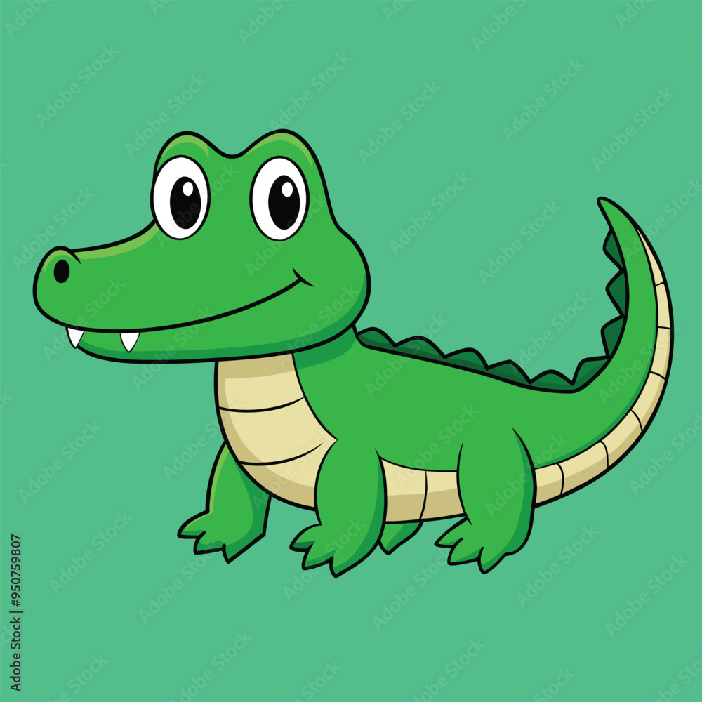 Obraz premium Alligator Cartoon Vector Illustration - Clipart, and Line Art Design