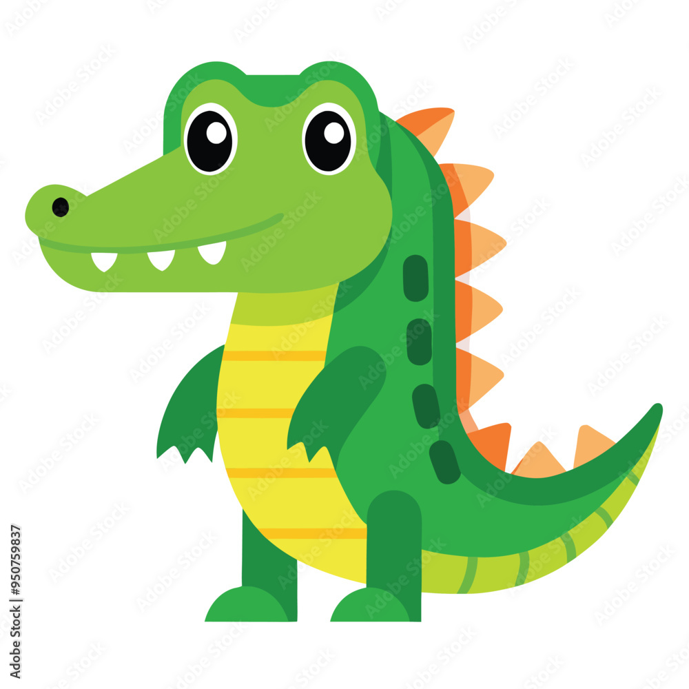 Obraz premium Alligator Cartoon Vector Illustration - Clipart, and Line Art Design