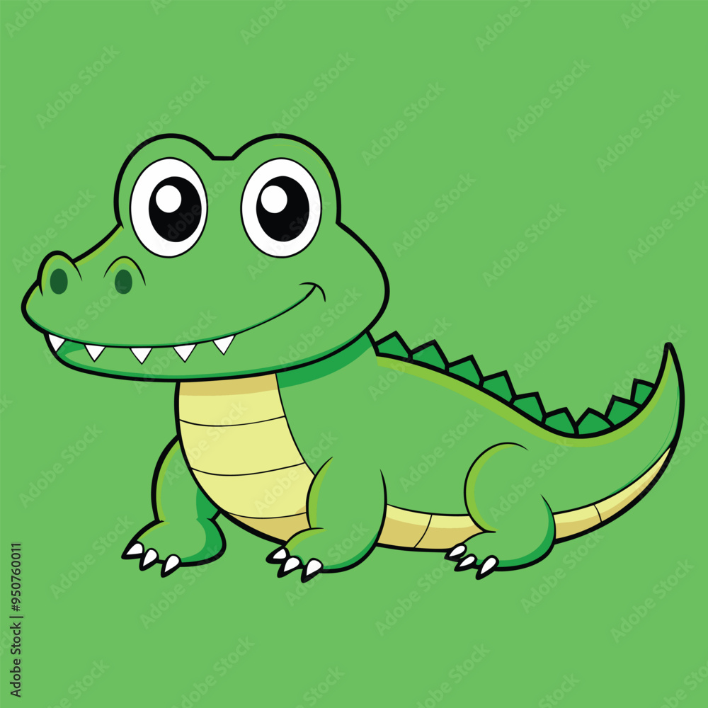 Alligator Cartoon Vector Illustration - Clipart, and Line Art Design Alligator Cartoon Vector Illustration - Clipart, and Line Art Design