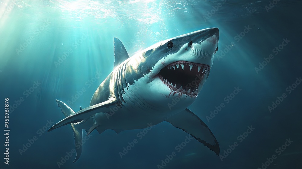 The great white shark: apex predator of the ocean's depths and Its role in marine ecosystems. The great white shark: apex predator of the ocean's depths and Its role in marine ecosystems.