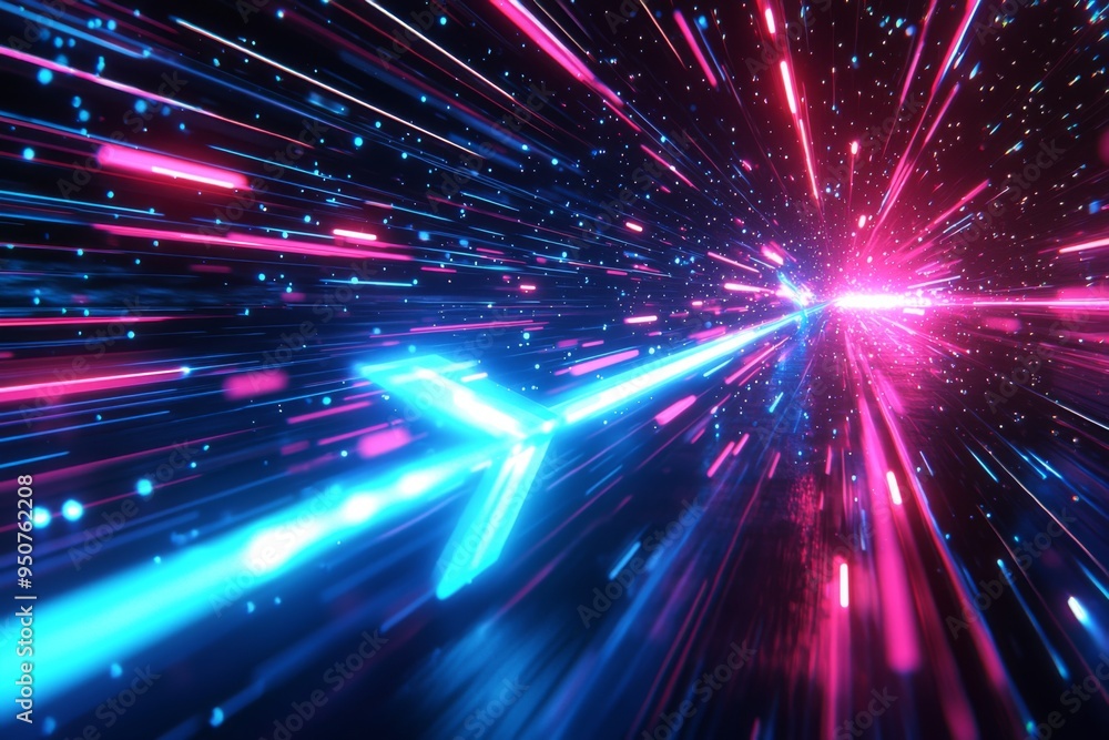 Naklejka premium Abstract motion speed glowing effect background created with Generative AI