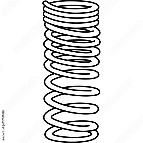 Variable pitch coil spring. Vector outline illustration. 