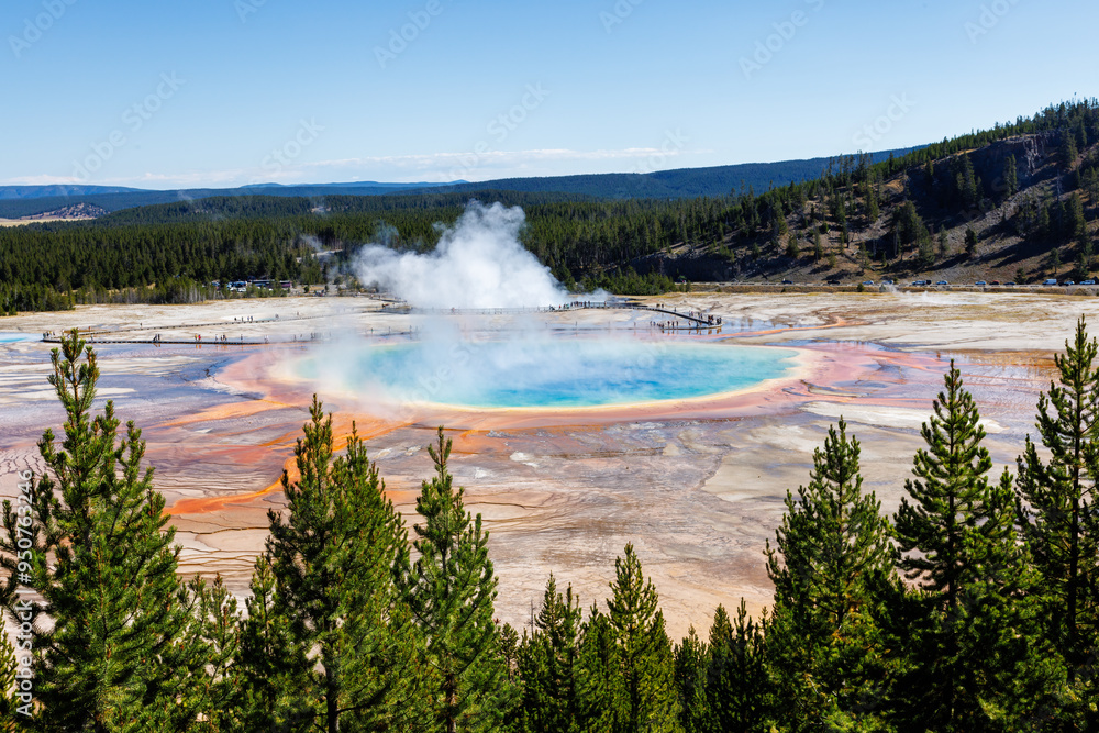 Grand Prismatic hot spring from an overlook in Yellowstone National Park, Wyoming, USA Grand Prismatic hot spring from an overlook in Yellowstone National Park, Wyoming, USA