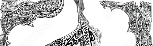 Boarder Tribal Design_black and white, unique Papua New Guinea Tribal art design 
