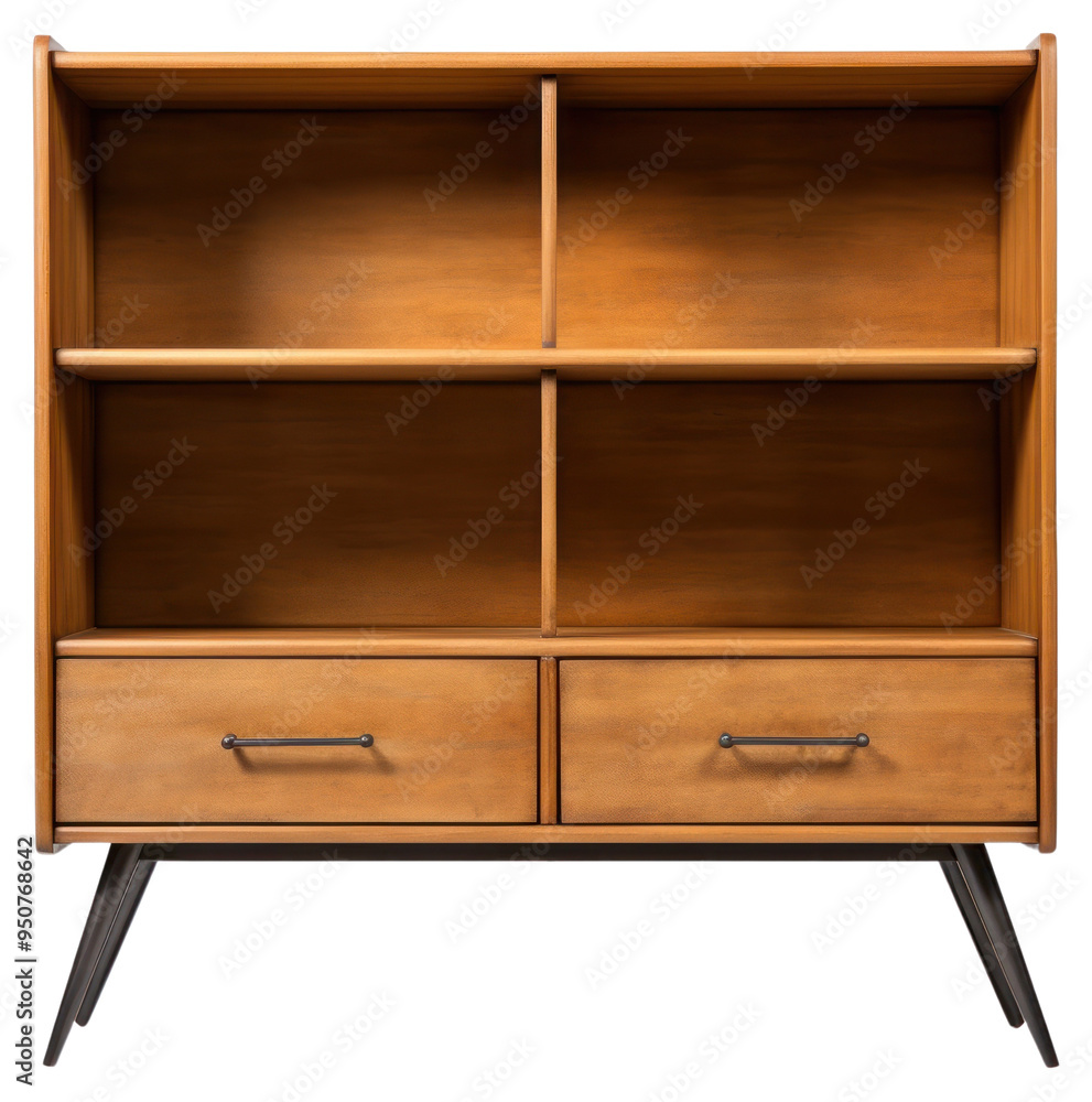 PNG Modern wooden bookshelf with drawers PNG Modern wooden bookshelf with drawers