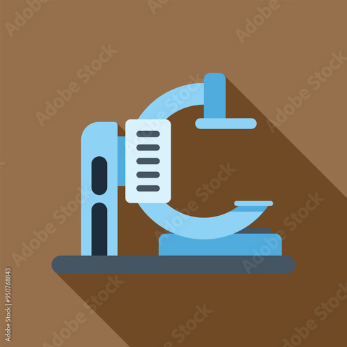 Modern medical equipment, magnetic resonance imaging scanner standing on brown background