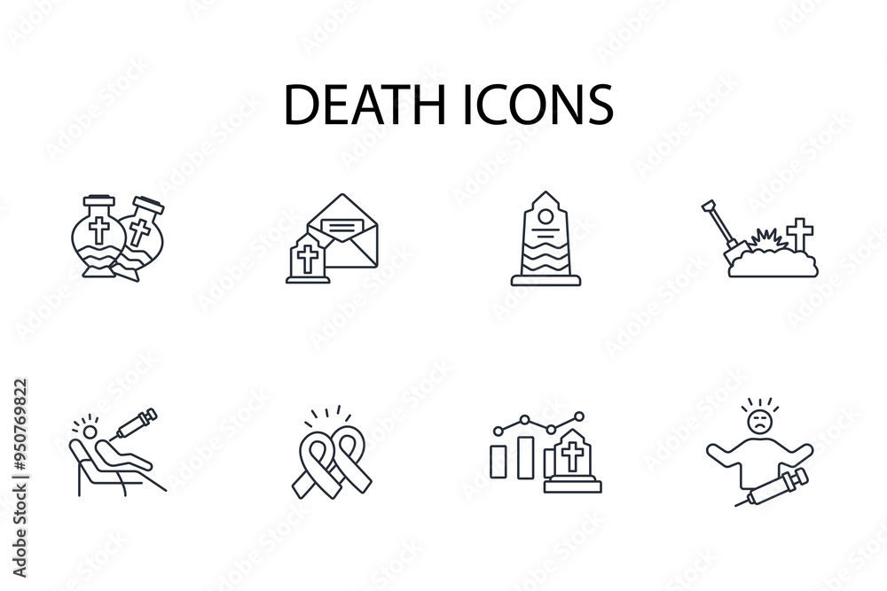 death icon set.vector.Editable stroke.linear style sign for use web design,logo.Symbol illustration. death icon set.vector.Editable stroke.linear style sign for use web design,logo.Symbol illustration.