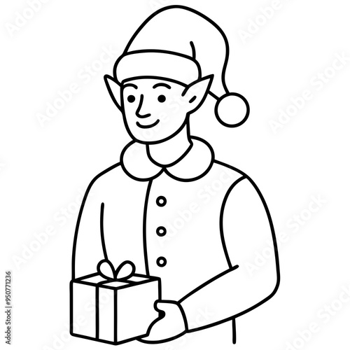 person with a gift line art