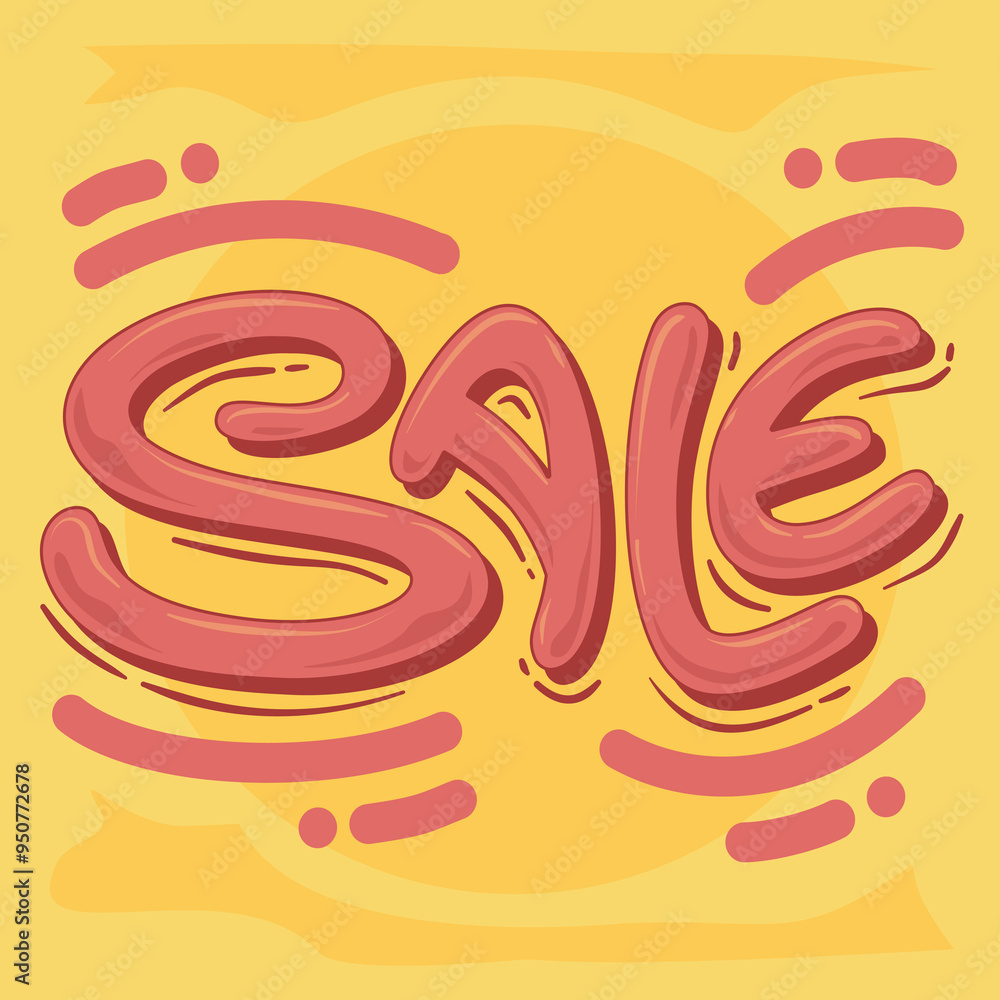 Fototapeta premium lettering style illustrated promos, sales and offers, red color hot, for designers