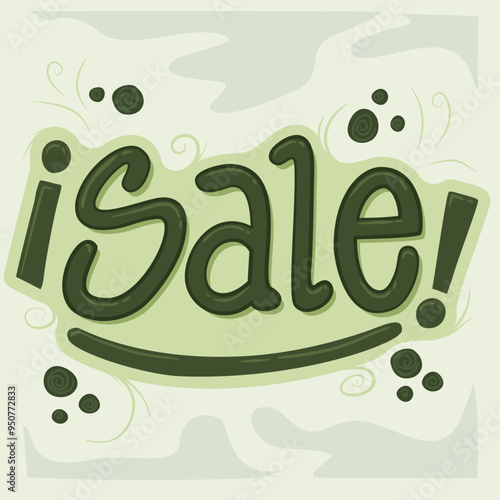 lettering style illustrated promos, sales and offers, green nature color, for designers