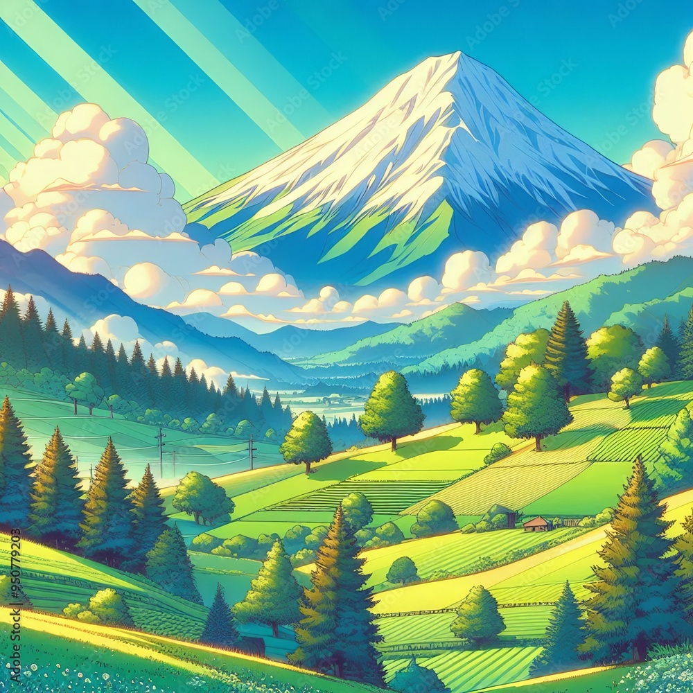 Obraz premium Anime Style Green Valley