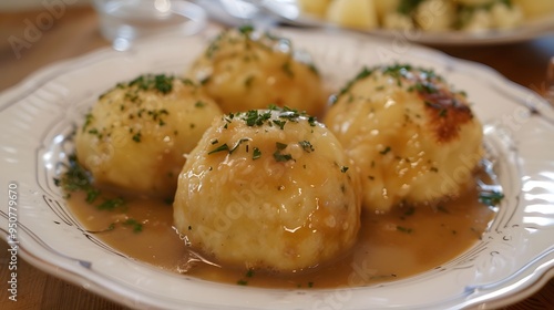 Potato dumplings with gravy