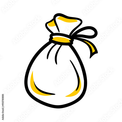 Drawn Money Bag Vector Illustration Simple Style Outline Finance Concept Symbol Wealth Representation