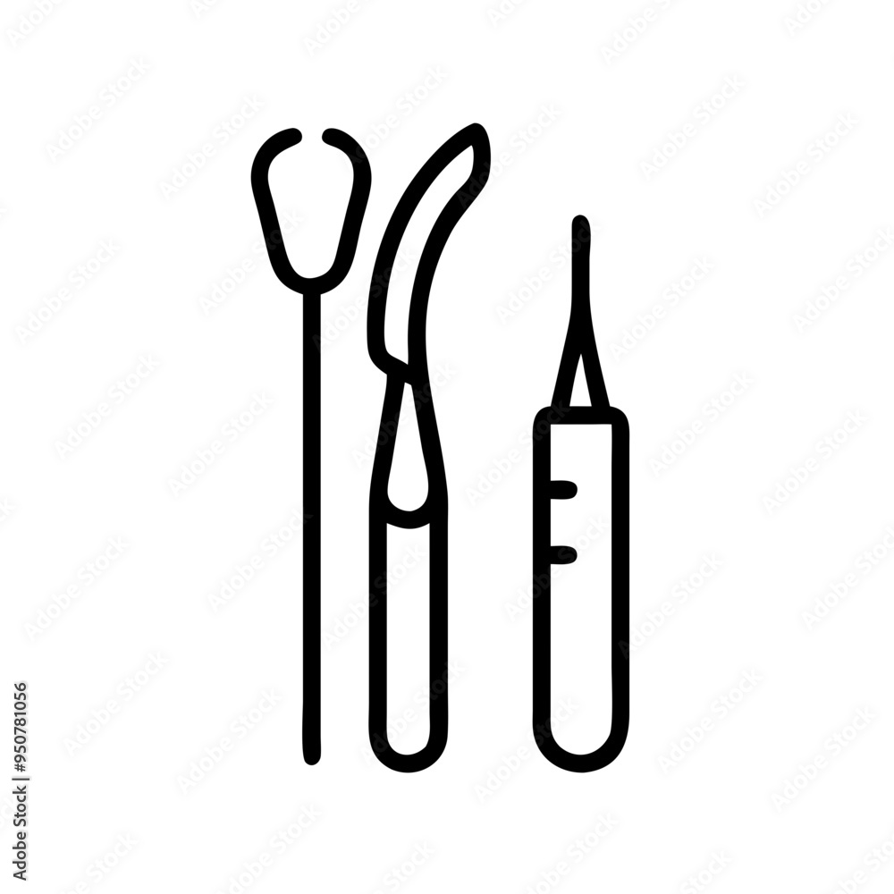 Medical Instruments Vector Surgery Tools Scissors Scalpel Syringe Black and White Outline Medical Instruments Vector Surgery Tools Scissors Scalpel Syringe Black and White Outline