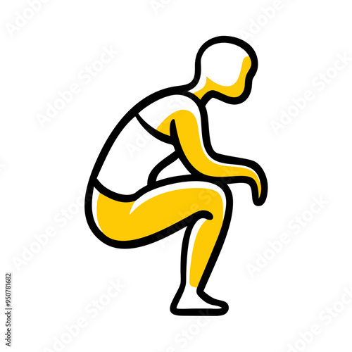 Minimalist Vector Illustration of a Squatting Person in Active Pose for Fitness and Health Design