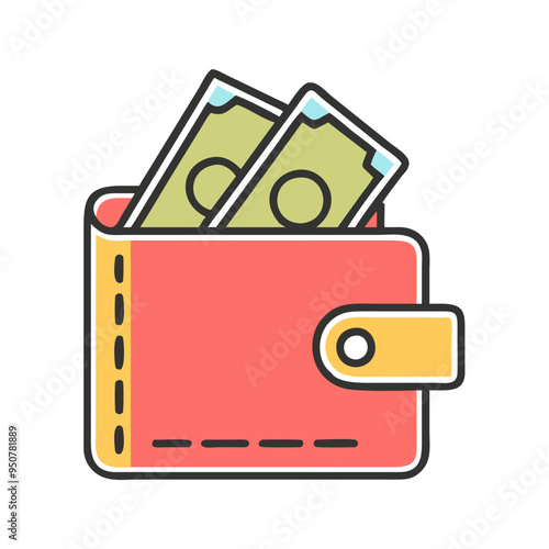 Red Wallet with Money Vector Illustration Finance Savings Banking on Gray Background photo