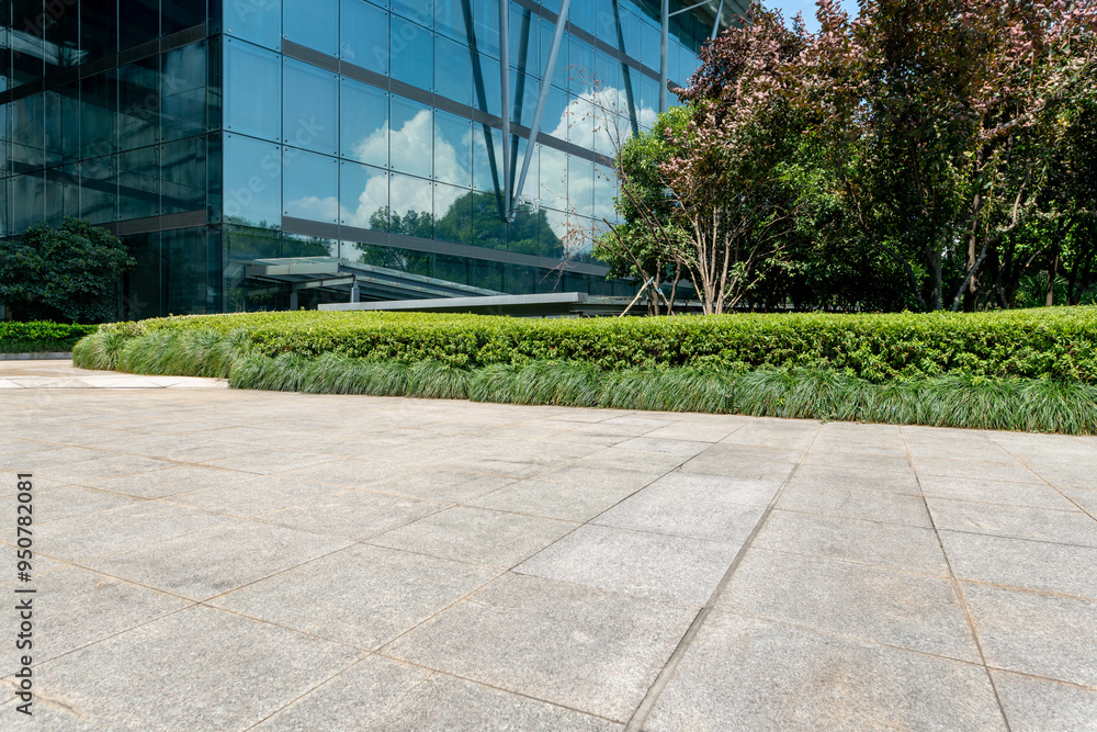 empty concrete ground in front of modern office buildings in downtown. floor for copy space empty concrete ground in front of modern office buildings in downtown. floor for copy space