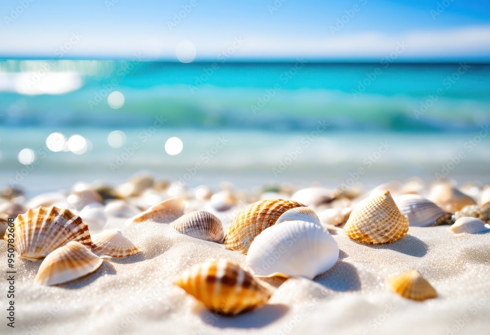colorful seashells lying pristine beach clear blue water soft white sand, shoreline, ocean, vibrant, coast, tropical, summer, landscape, vacation, tourism colorful seashells lying pristine beach clear blue water soft white sand, shoreline, ocean, vibrant, coast, tropical, summer, landscape, vacation, tourism