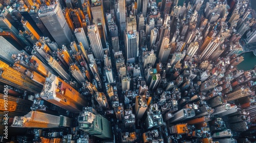 An Aerial View of a Dense Urban Skyline