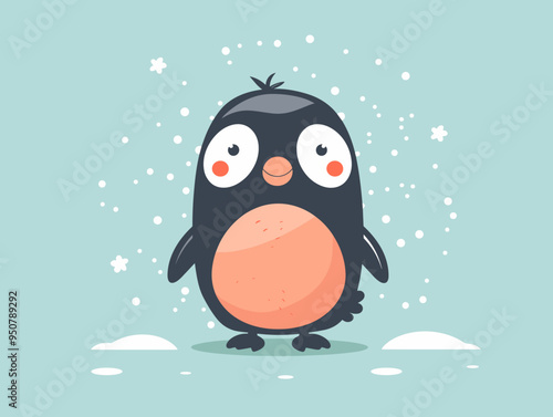Cute cartoon penguin. Vector illustration of a penguin.