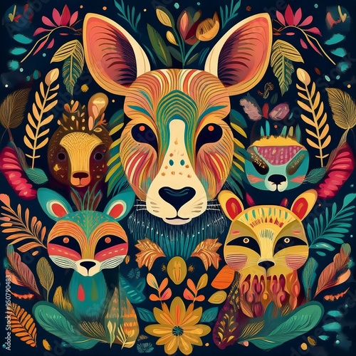 fox and flowers