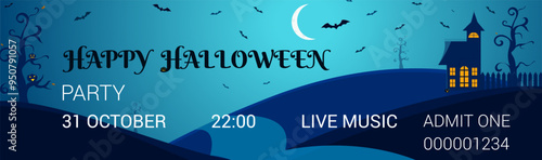 Halloween ticket. Halloween. Halloween party ticket template. Samhain. All Hallows' Eve.