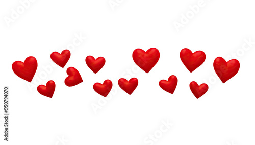 Cute red hearts isolated with copy space Happy Valentines day