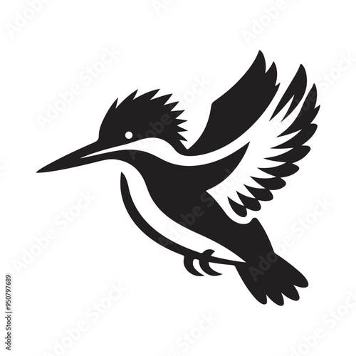 Kingfisher Silhouette Vector Illustration for Stunning Nature Graphics photo