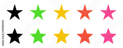 Collection of Stars in Two Styles and Colors - Set of Colorful Vector Stars Isolated for Designs