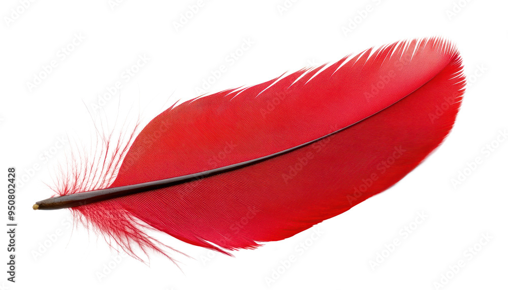 PNG Vibrant red feather on white PNG Vibrant red feather on white