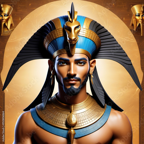 Portrait of an ancient Egyptian man, a fairy tale avatar.