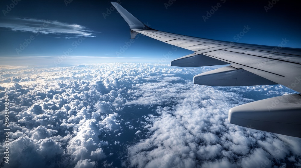 Through an airplane window, a breathtaking panorama unfolds: a tapestry of clouds billowing softly below, their ethereal forms casting an enchanting spell. Through an airplane window, a breathtaking panorama unfolds: a tapestry of clouds billowing softly below, their ethereal forms casting an enchanting spell.