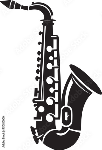 Black and white saxophone silhouette design