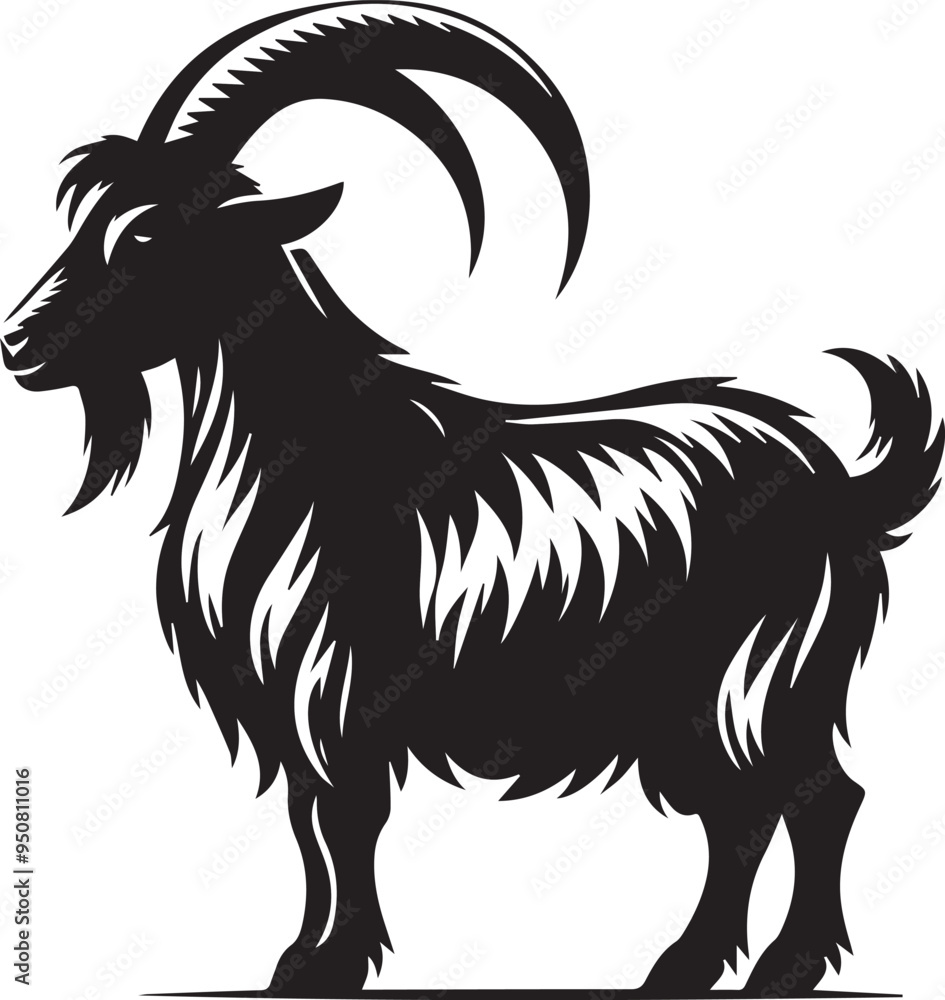 Black and white goat silhouette design Black and white goat silhouette design