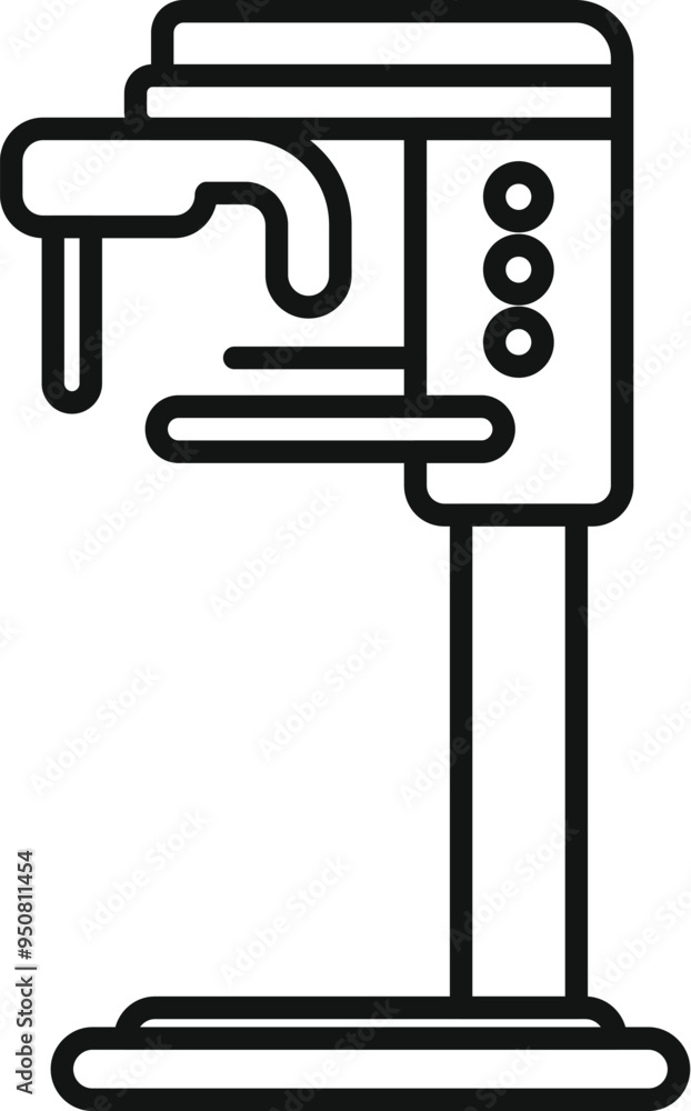 Line art icon of a mammography machine, emphasizing the importance of early detection and women's health Line art icon of a mammography machine, emphasizing the importance of early detection and women's health