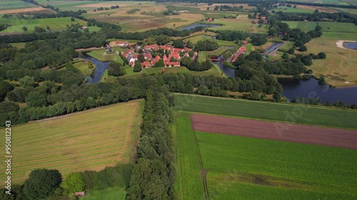 Aerial panorama of the old city Bourtange on a sunny day in the Netherlands photo