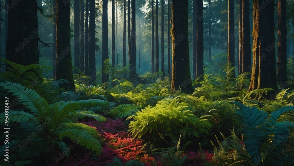 Forest vegetation illustrated in a vibrant cartoon style. Forest vegetation illustrated in a vibrant cartoon style.