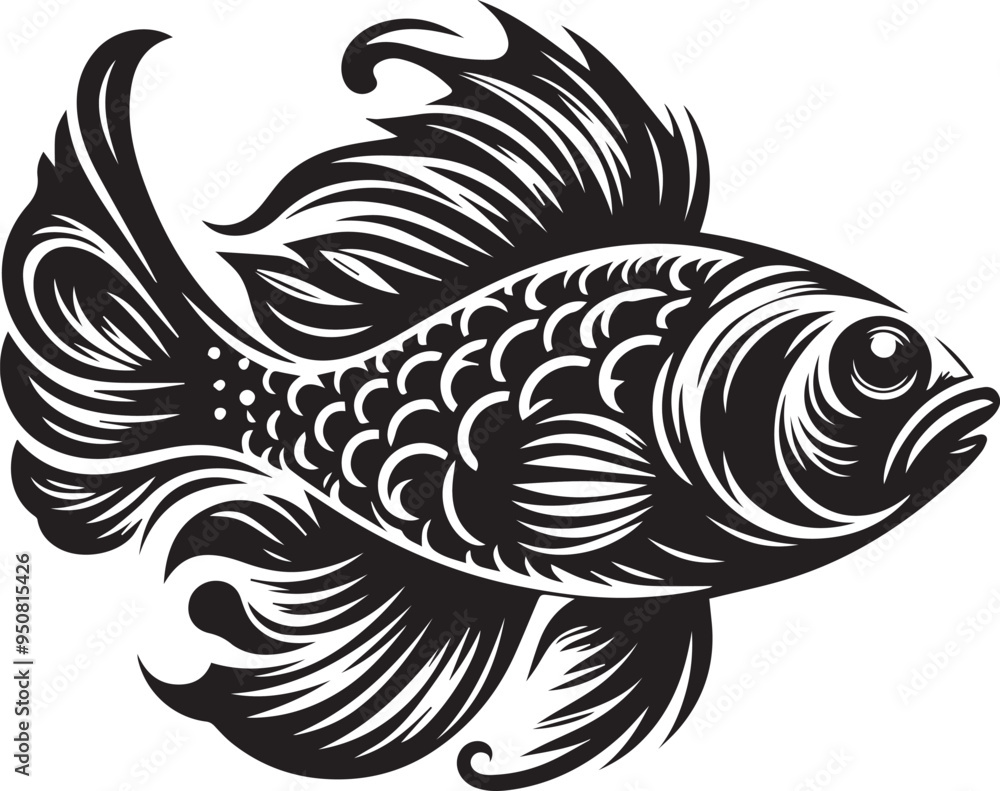 Black and white fish silhouette design Black and white fish silhouette design