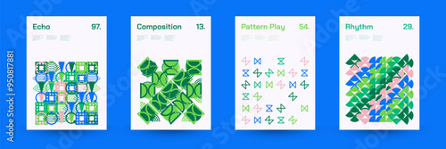 Diverse Set of Geometric Patterns: Wide Range of Symmetrical Geometric Shapes and Repeating Forms. Abstract Mosaic Poster Background. Vector Illustration.