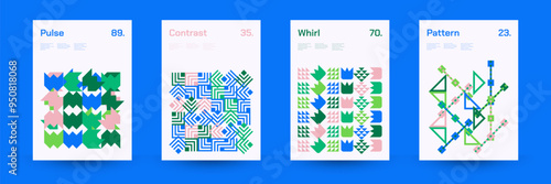 Diverse Set of Geometric Patterns: Wide Range of Symmetrical Geometric Shapes and Repeating Forms. Abstract Mosaic Poster Background. Vector Illustration.